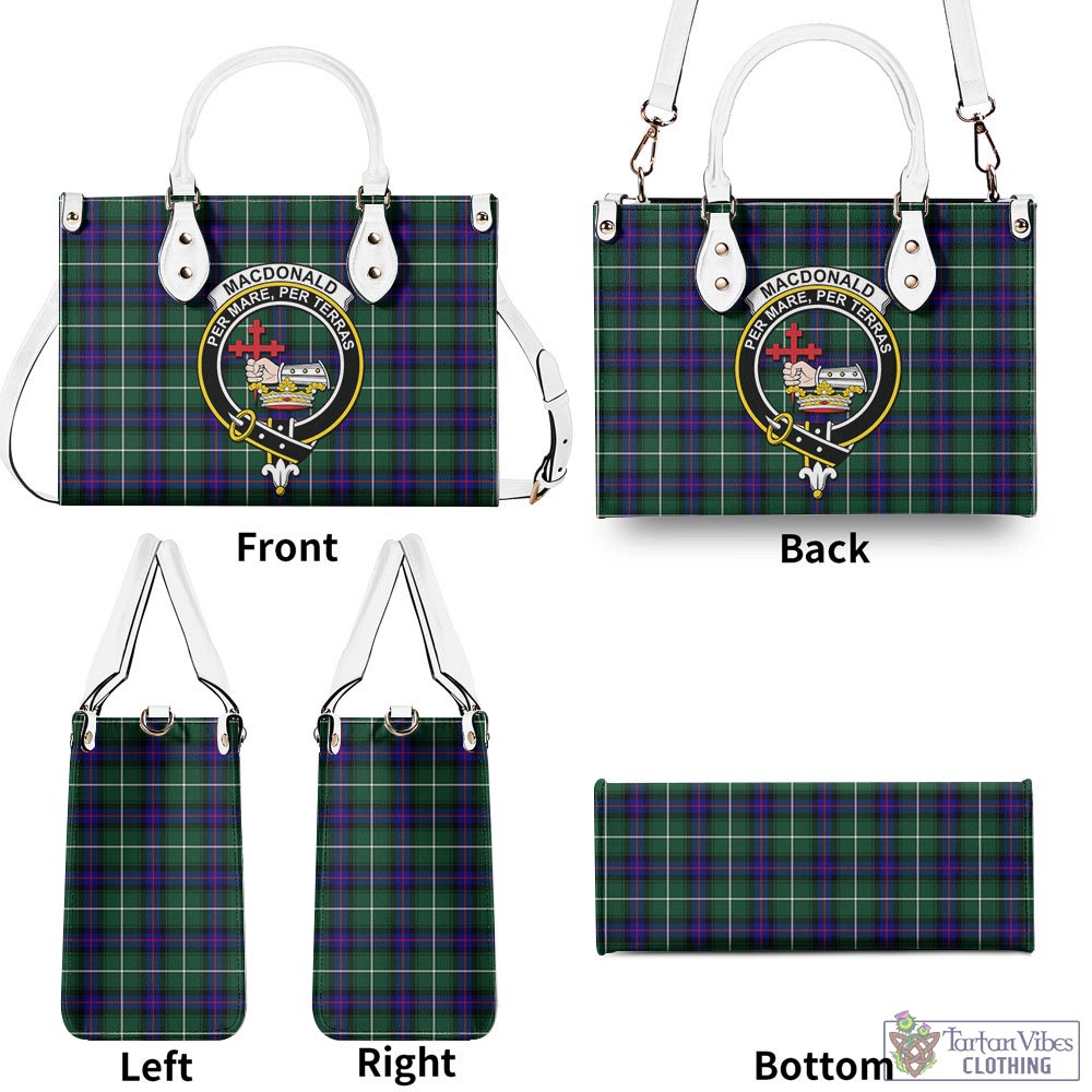 Tartan Vibes Clothing MacDonald of the Isles Hunting Modern Tartan Luxury Leather Handbags with Family Crest