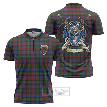 MacDonell (McDonell) Tartan Zipper Polo Shirt with Family Crest Celtic Skull Style