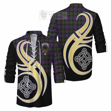 MacDonell (McDonell) Tartan Ghillie Kilt Shirt with Family Crest and Celtic Symbol Style