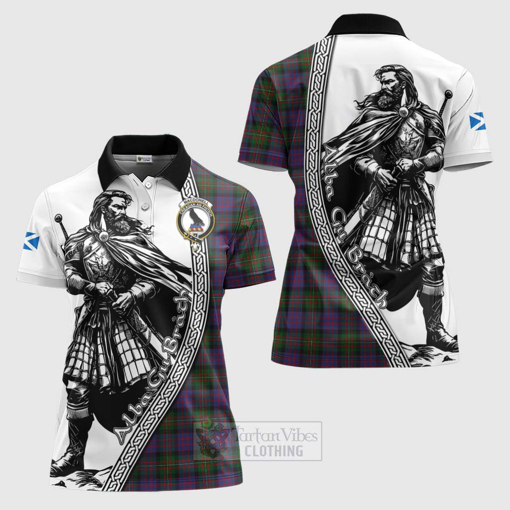 Tartan Vibes Clothing MacDonell (McDonell) Tartan Clan Crest Women's Polo Shirt with Highlander Warrior Celtic Style