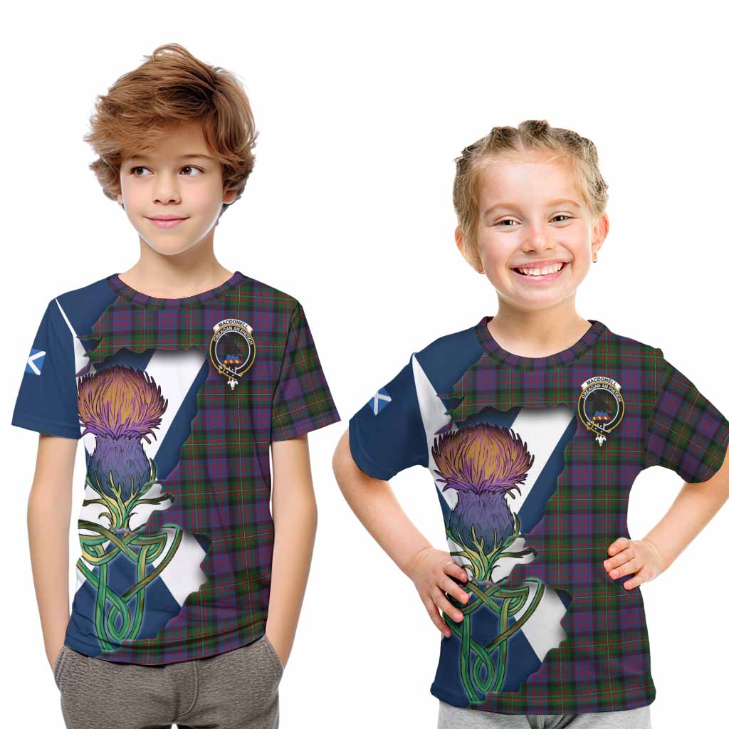 MacDonell (McDonell) Tartan Family Crest Kid T-Shirt Scottish Thistle Celtic Inspired Youth XL Size14 - Tartan Vibes Clothing