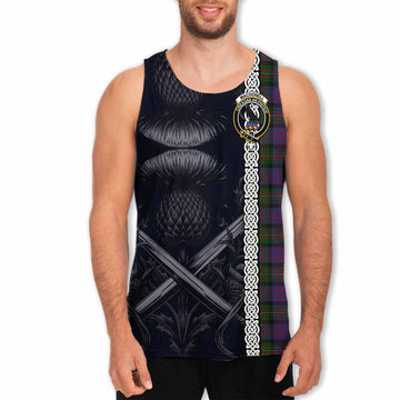 MacDonell (McDonell) Tartan Men's Tank Top with Family Crest Cross Sword Thistle Celtic Vibes Men - Tartan Vibes Clothing
