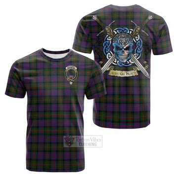 MacDonell (McDonell) Tartan Cotton T-shirt with Family Crest Celtic Skull Style