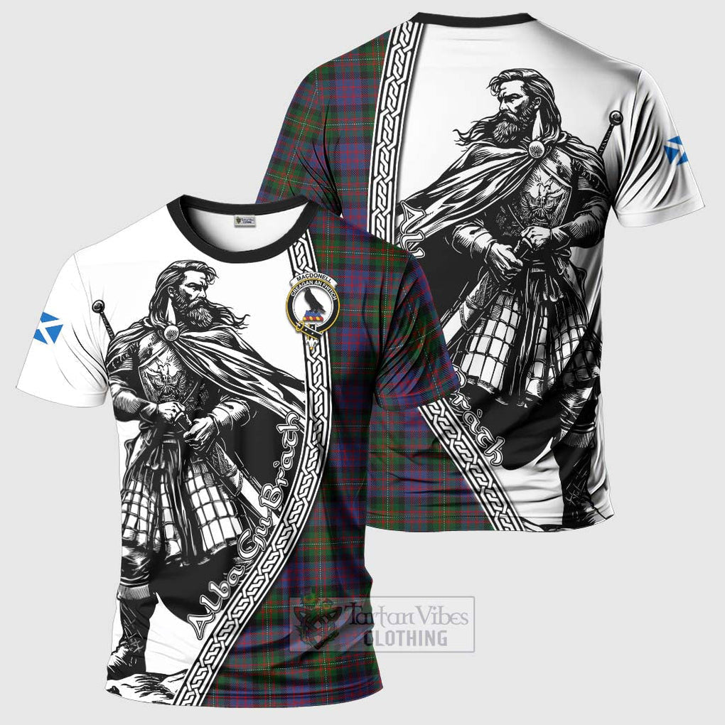 Tartan Vibes Clothing MacDonell (McDonell) Tartan Clan Crest T-Shirt with Highlander Warrior Celtic Style