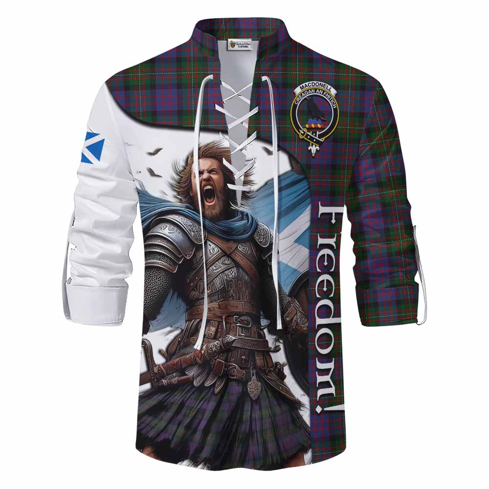 Tartan Vibes Clothing MacDonell (McDonell) Crest Tartan Ghillie Kilt Shirt Inspired by the Freedom of Scottish Warrior