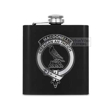 MacDonell (McDonell) Crest Hip Flask Set 7oz Black Stainless Steel with A Gift Box