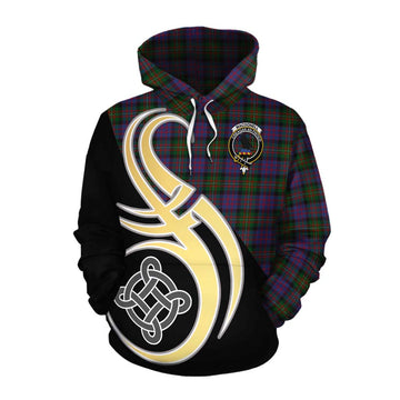 MacDonell (McDonell) Tartan Cotton Hoodie with Family Crest and Celtic Symbol Style