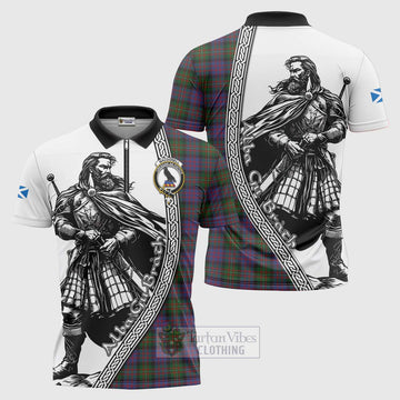 MacDonell (McDonell) Tartan Clan Crest Zipper Polo Shirt with Highlander Warrior Celtic Style