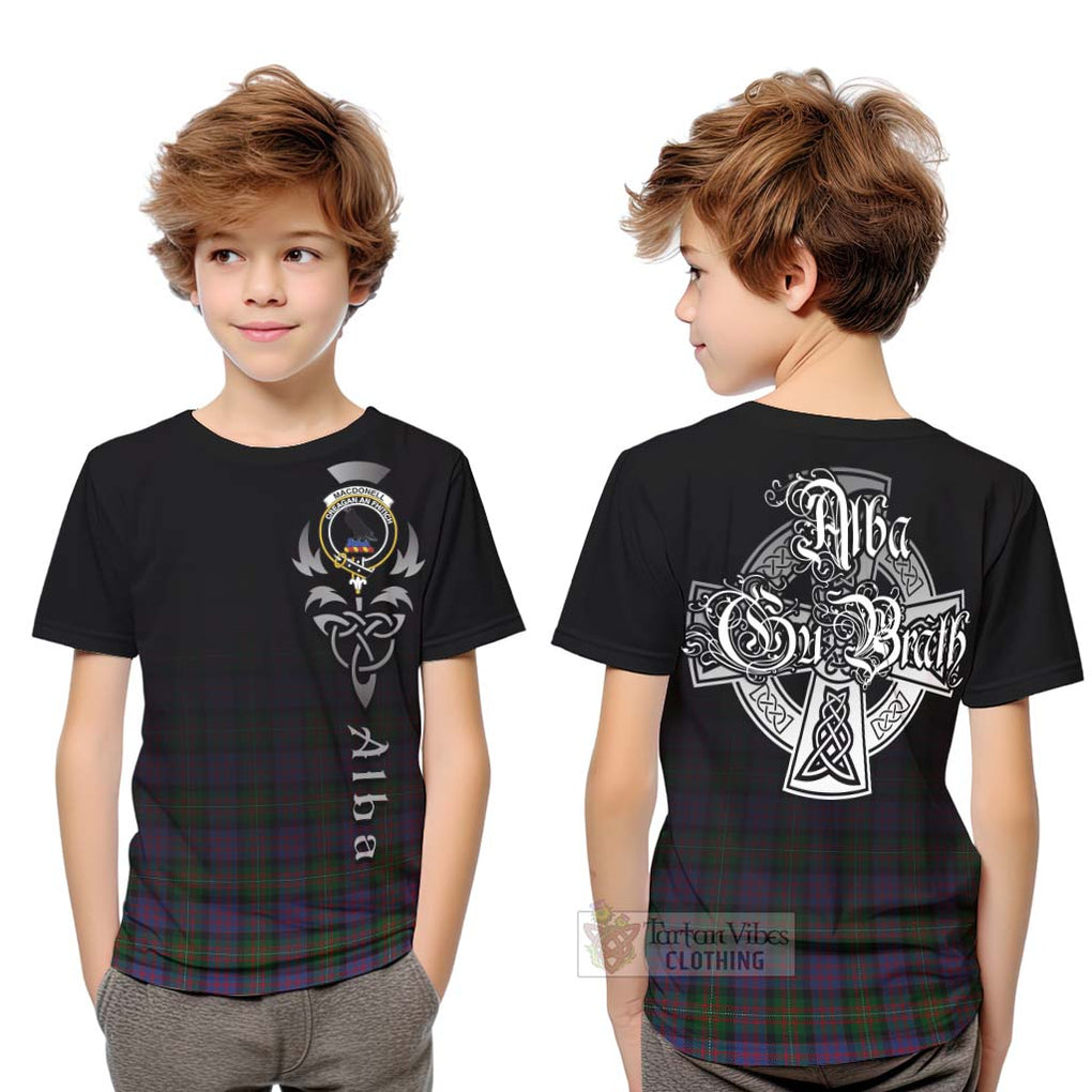 Tartan Vibes Clothing MacDonell (McDonell) Tartan Kid T-Shirt Featuring Alba Gu Brath Family Crest Celtic Inspired