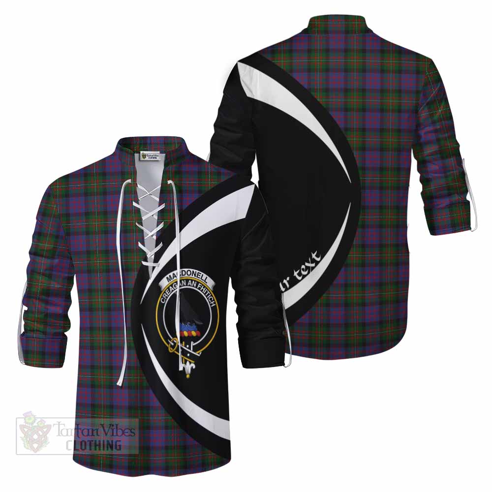 Tartan Vibes Clothing MacDonell (McDonell) Tartan Ghillie Kilt Shirt with Family Crest Circle Style