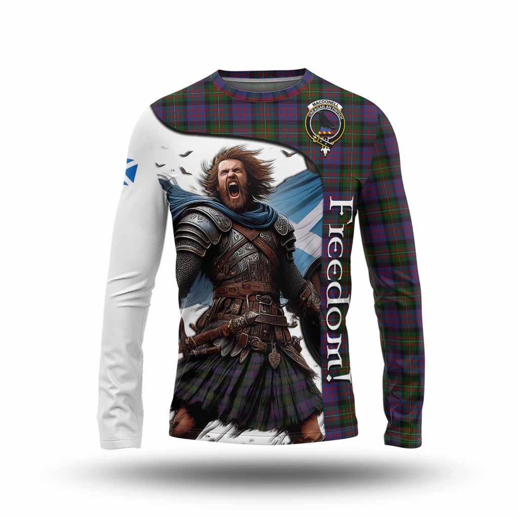 Tartan Vibes Clothing MacDonell (McDonell) Crest Tartan Long Sleeve T-Shirt Inspired by the Freedom of Scottish Warrior