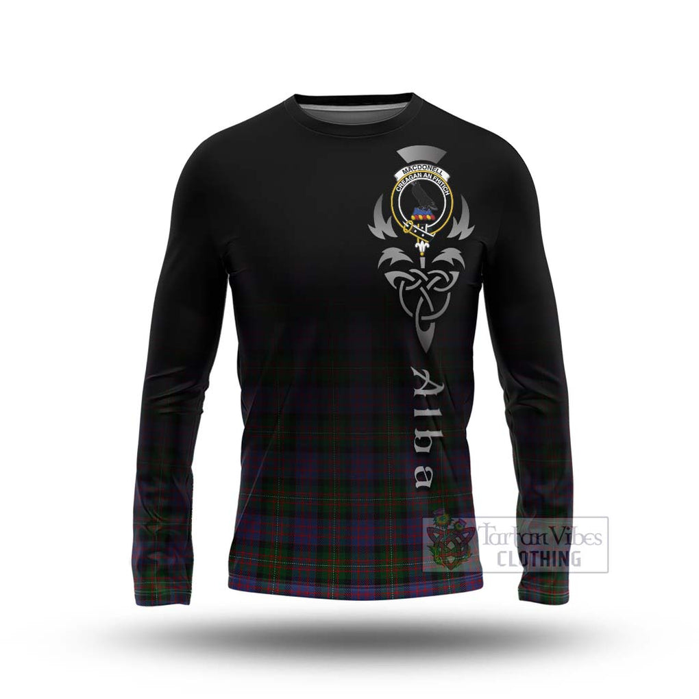 Tartan Vibes Clothing MacDonell (McDonell) Tartan Long Sleeve T-Shirt Featuring Alba Gu Brath Family Crest Celtic Inspired