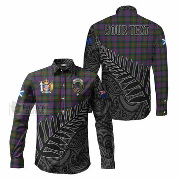 MacDonell (McDonell) Crest Tartan Long Sleeve Button Shirt with New Zealand Silver Fern Half Style