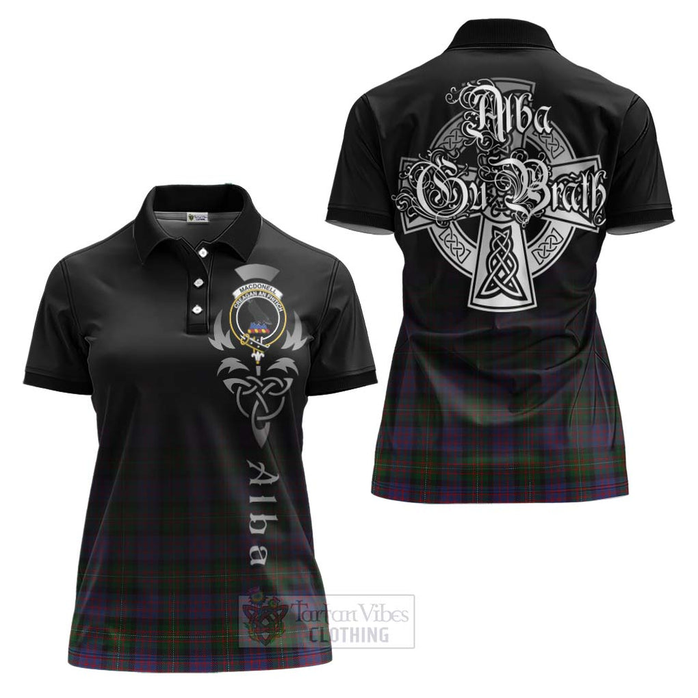 Tartan Vibes Clothing MacDonell (McDonell) Tartan Women's Polo Shirt Featuring Alba Gu Brath Family Crest Celtic Inspired