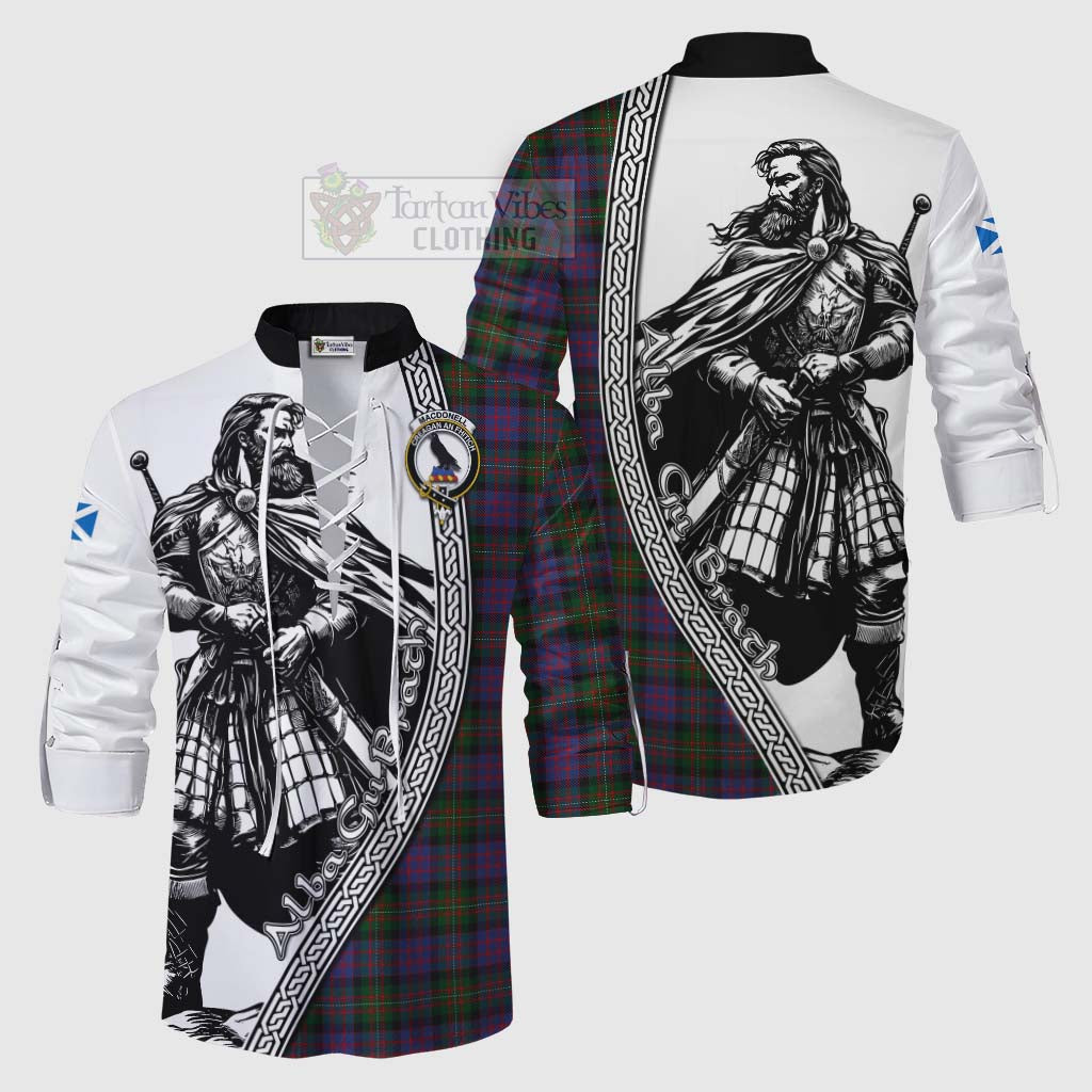 Tartan Vibes Clothing MacDonell (McDonell) Tartan Clan Crest Ghillie Kilt Shirt with Highlander Warrior Celtic Style