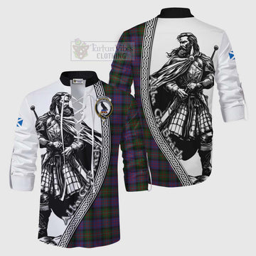 MacDonell (McDonell) Tartan Clan Crest Ghillie Kilt Shirt with Highlander Warrior Celtic Style