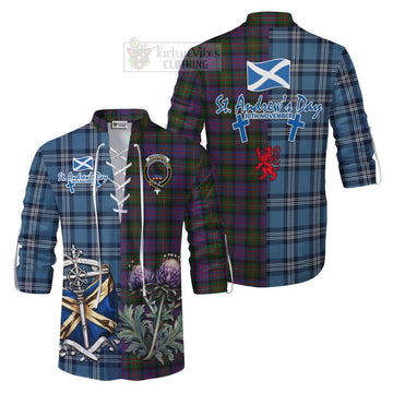 MacDonell (McDonell) Tartan Ghillie Kilt Shirt Happy St. Andrew's Day Half Tartan Style