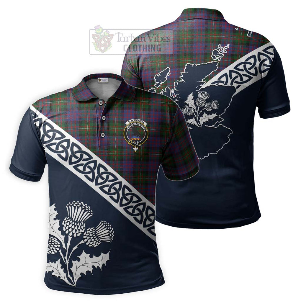 MacDonell (McDonell) Tartan Polo Shirt Featuring Thistle and Scotland Map