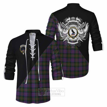 MacDonell (McDonell) Tartan Ghillie Kilt Shirt with Family Crest and Military Logo Style