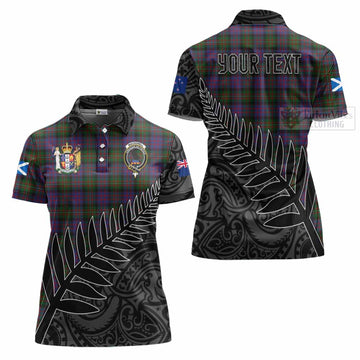 MacDonell (McDonell) Crest Tartan Women's Polo Shirt with New Zealand Silver Fern Half Style