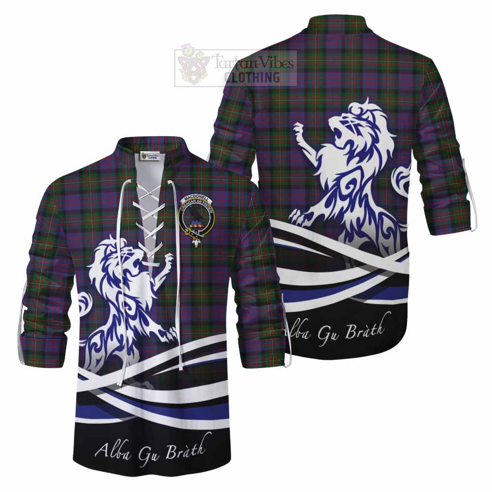 Tartan Vibes Clothing MacDonell (McDonell) Tartan Ghillie Kilt Shirt with Alba Gu Brath Regal Lion Emblem