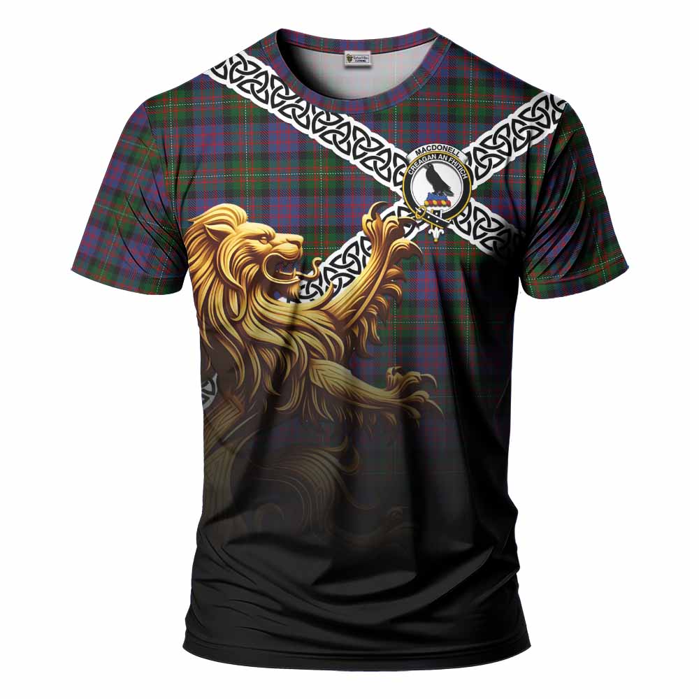 MacDonell (McDonell) Crest Tartan T-Shirt with Golden Lion Emblem Celtic Style Kid's Shirt - Tartan Vibes Clothing