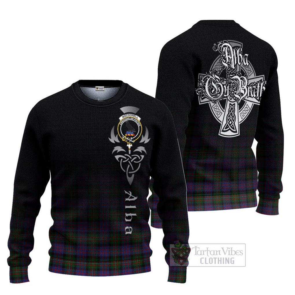 Tartan Vibes Clothing MacDonell (McDonell) Tartan Knitted Sweater Featuring Alba Gu Brath Family Crest Celtic Inspired