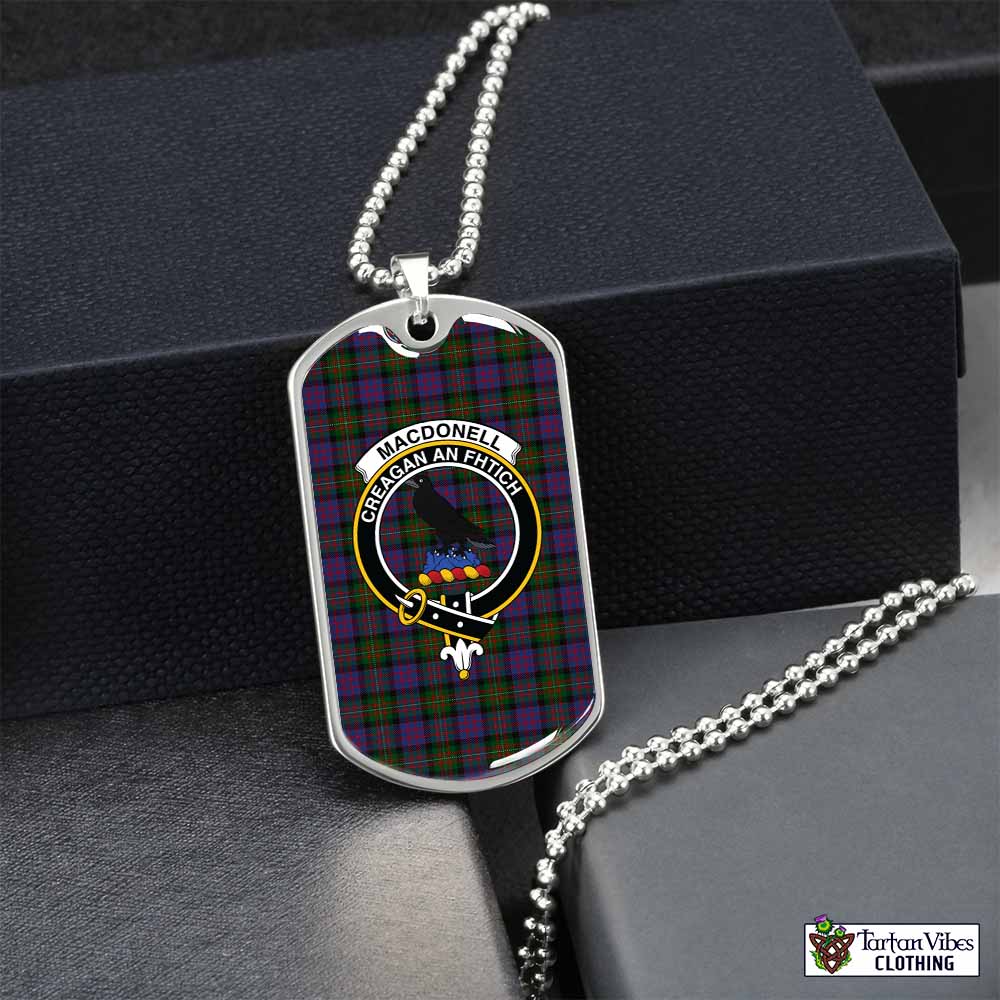 Tartan Vibes Clothing MacDonell (McDonell) Tartan Dog Tag Necklace with Family Crest