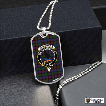 MacDonell (McDonell) Tartan Dog Tag Necklace with Family Crest