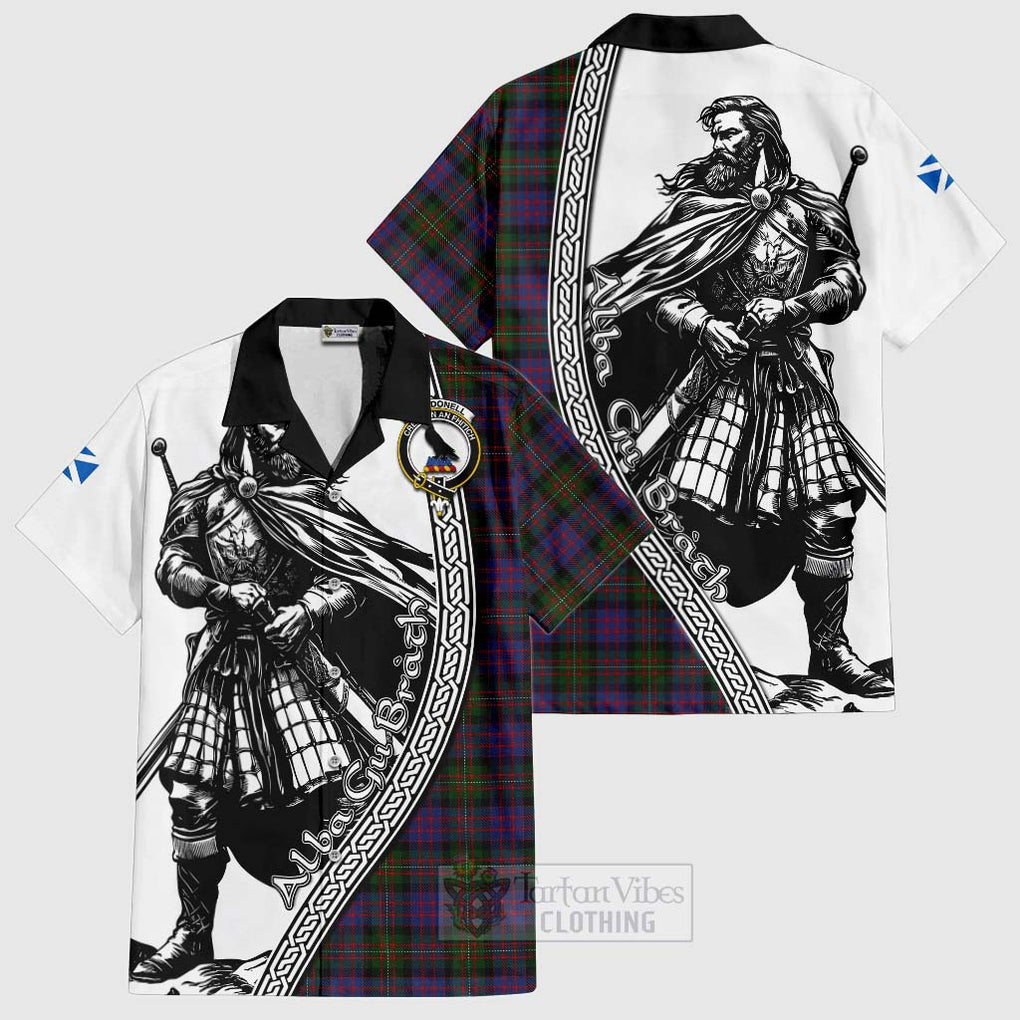 MacDonell (McDonell) Tartan Clan Crest Hawaiian Shirt with Highlander Warrior Celtic Style Kid - Tartan Vibes Clothing