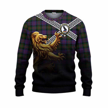 MacDonell (McDonell) Crest Tartan Knitted Sweater with Golden Lion Emblem Celtic Style Unisex - Tartan Vibes Clothing
