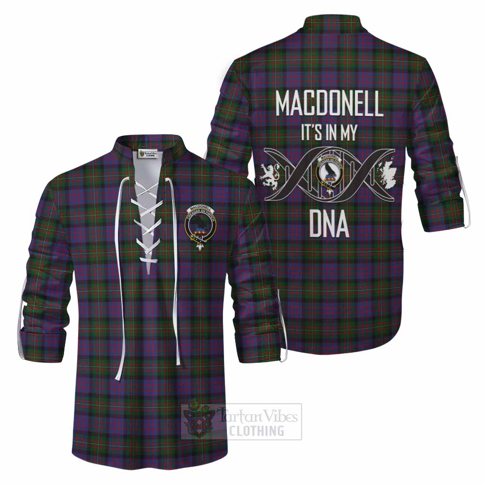 Tartan Vibes Clothing MacDonell (McDonell) Tartan Ghillie Kilt Shirt with Family Crest DNA In Me Style