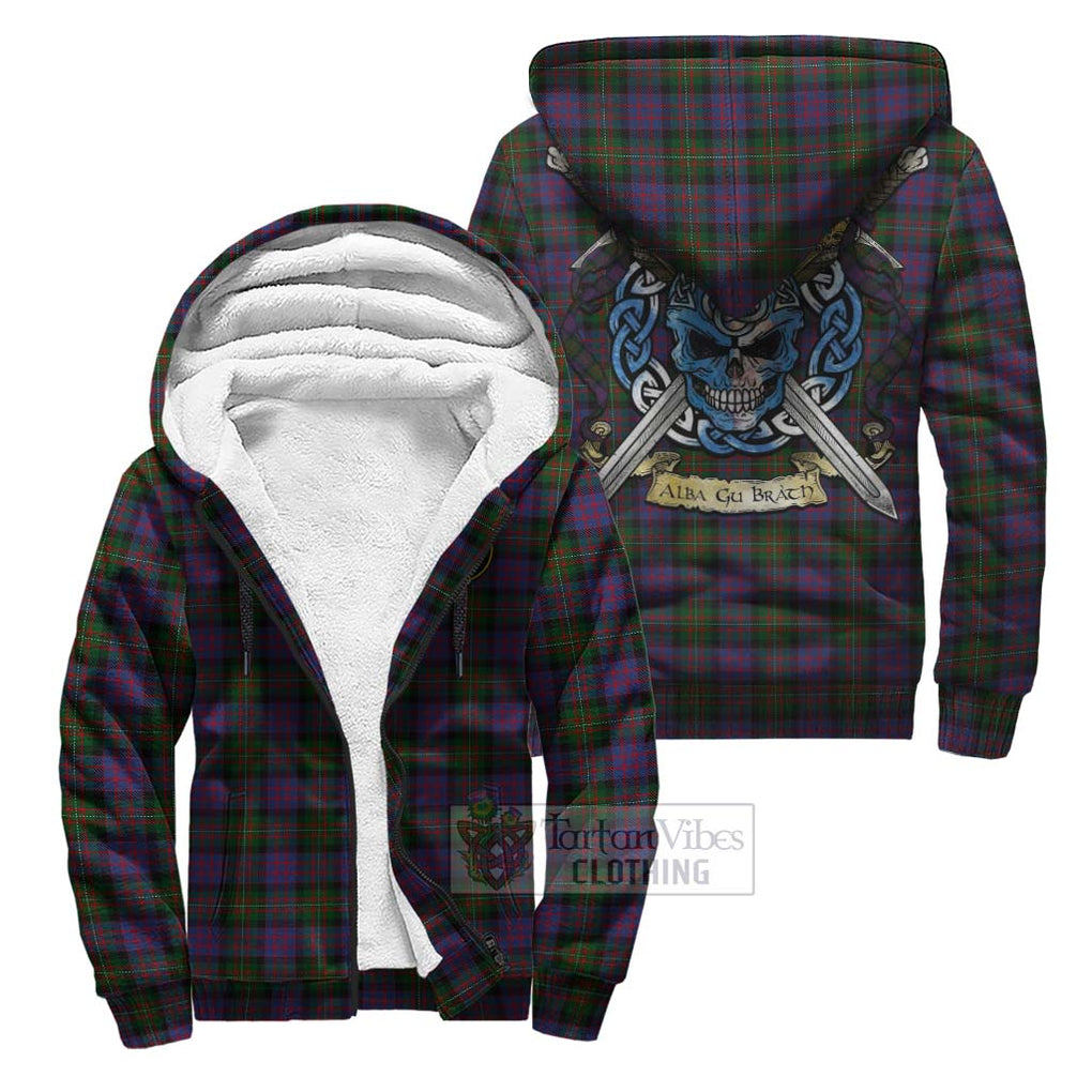 Tartan Vibes Clothing MacDonell (McDonell) Tartan Sherpa Hoodie with Family Crest Celtic Skull Style