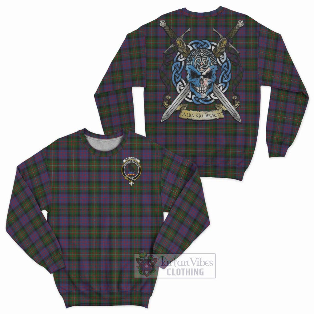 Tartan Vibes Clothing MacDonell (McDonell) Tartan Sweatshirt with Family Crest Celtic Skull Style