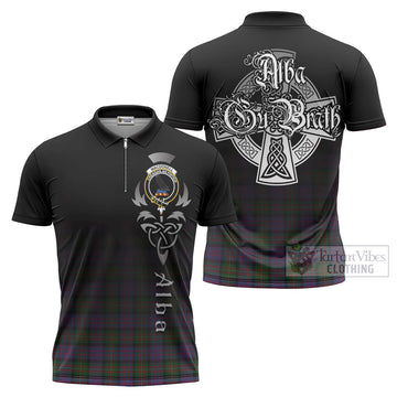 MacDonell (McDonell) Tartan Zipper Polo Shirt Featuring Alba Gu Brath Family Crest Celtic Inspired