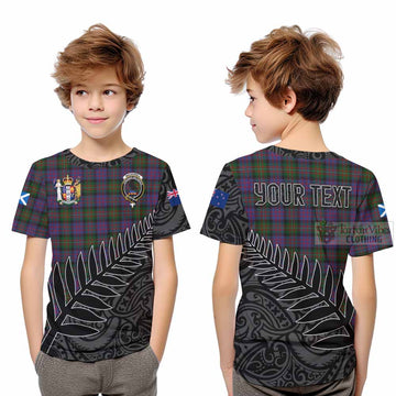 MacDonell (McDonell) Crest Tartan Kid T-Shirt with New Zealand Silver Fern Half Style