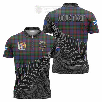 MacDonell (McDonell) Crest Tartan Zipper Polo Shirt with New Zealand Silver Fern Half Style