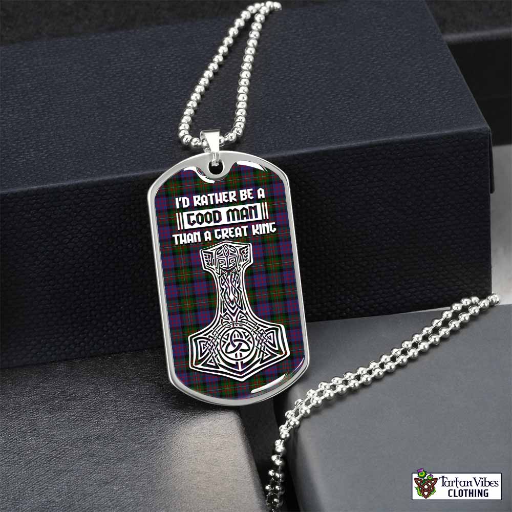 Tartan Vibes Clothing MacDonell (McDonell) Tartan Dog Tag Necklace Viking Mjolnir Style