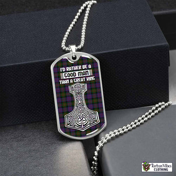 MacDonell (McDonell) Tartan Dog Tag Necklace Viking Mjolnir Style