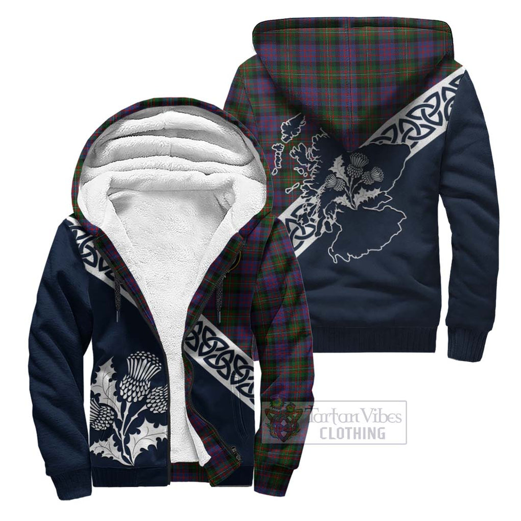 Tartan Vibes Clothing MacDonell (McDonell) Tartan Sherpa Hoodie Featuring Thistle and Scotland Map