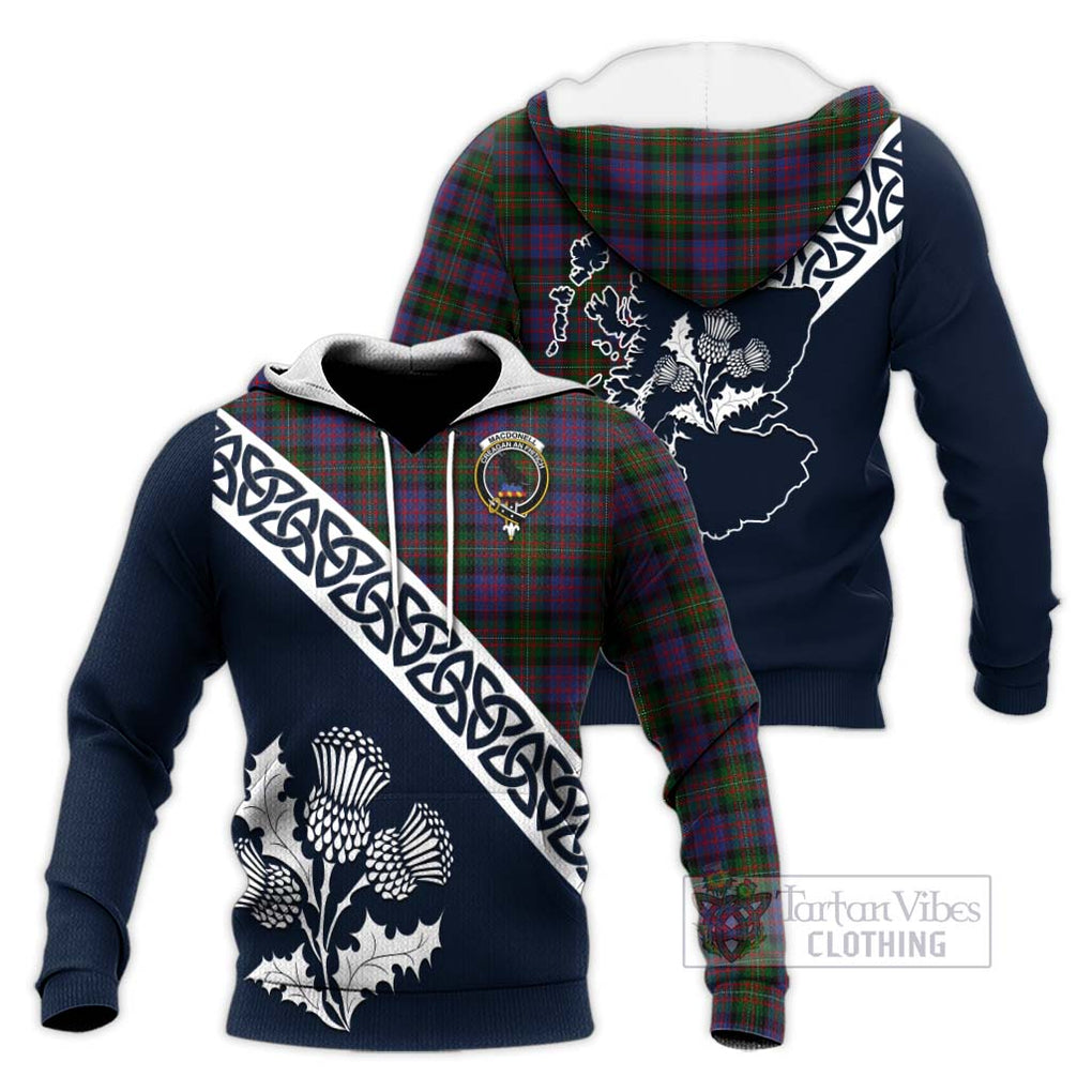MacDonell (McDonell) Tartan Knitted Hoodie Featuring Thistle and Scotland Map Unisex Knitted Pullover Hoodie - Tartan Vibes Clothing