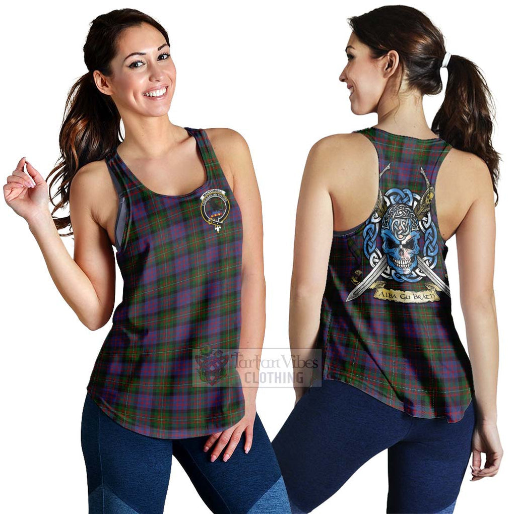 Tartan Vibes Clothing MacDonell (McDonell) Tartan Women's Racerback Tanks with Family Crest Celtic Skull Style