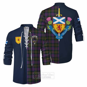 MacDonell (McDonell) Tartan Ghillie Kilt Shirt Alba with Scottish Lion Royal Arm Half Style