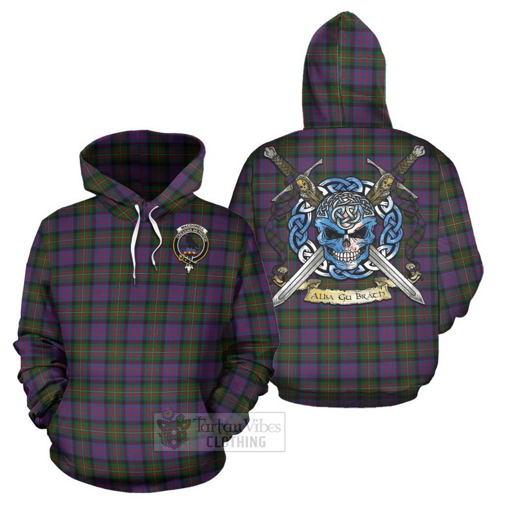 Tartan Vibes Clothing MacDonell (McDonell) Tartan Hoodie with Family Crest Celtic Skull Style