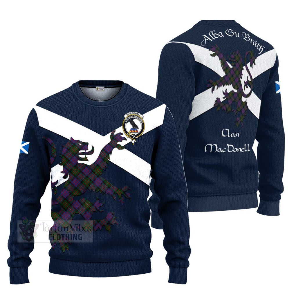 Tartan Vibes Clothing MacDonell (McDonell) Tartan Lion Rampant Knitted Sweater – Proudly Display Your Heritage with Alba Gu Brath and Clan Name