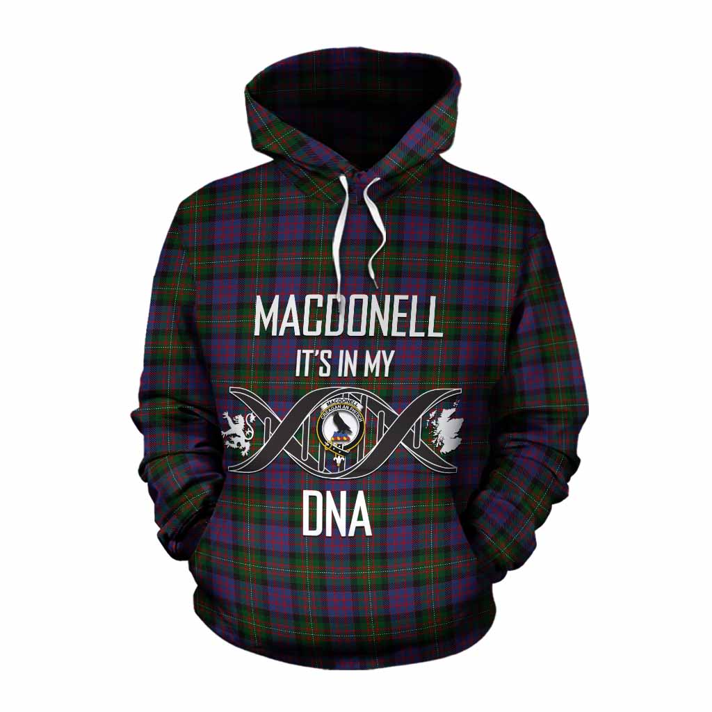 Tartan Vibes Clothing MacDonell (McDonell) Tartan Cotton Hoodie with Family Crest DNA In Me Style