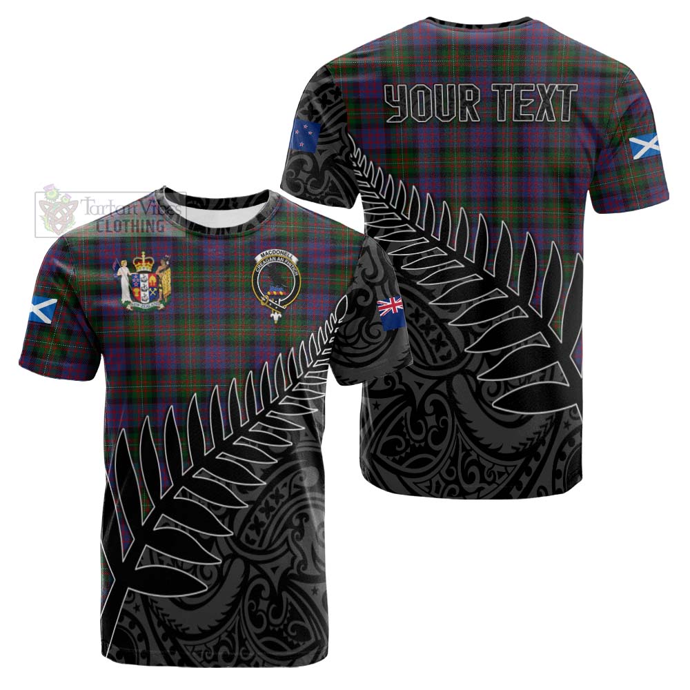 Tartan Vibes Clothing MacDonell (McDonell) Crest Tartan Cotton T-shirt with New Zealand Silver Fern Half Style