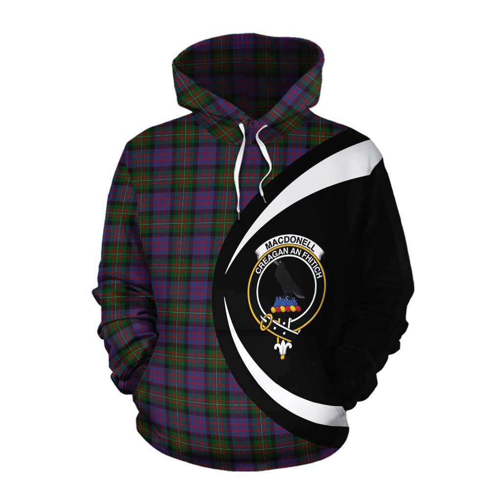 Tartan Vibes Clothing MacDonell (McDonell) Tartan Cotton Hoodie with Family Crest Circle Style