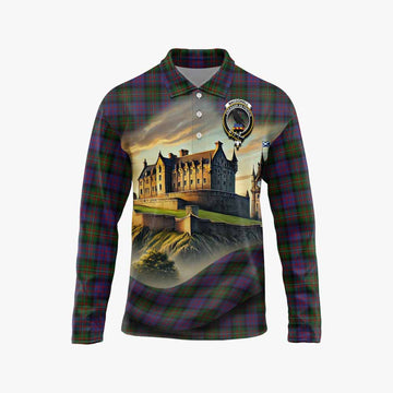 MacDonell (McDonell) Tartan Family Crest Long Sleeve Polo Shirt with Scottish Ancient Castle Style Unisex - Tartan Vibes Clothing