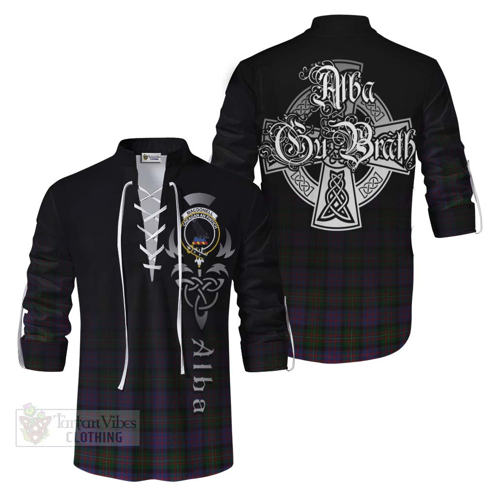 Tartan Vibes Clothing MacDonell (McDonell) Tartan Ghillie Kilt Shirt Featuring Alba Gu Brath Family Crest Celtic Inspired